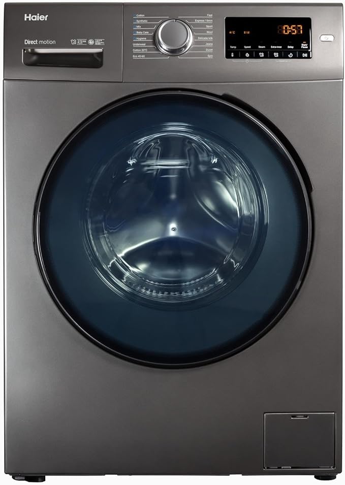 Haier 9kg Front Load Washing Machine Direct Motion Drive Silver Inox